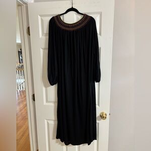 Pitusa Black Maxi Off Shoulder Coverup with Multicolor Neckline